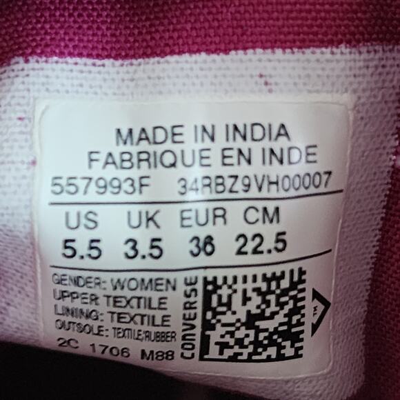 Converse Chuck Taylor All-Star Low Top Velvet Women's Shoes Size 5.5 Pink - Picture 9 of 9